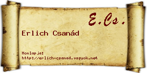 Erlich Csanád névjegykártya